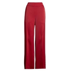 Anne Klein Satiny Wide Leg Trouser. Side Zip. Titian Red. Size 14. #603. NWT